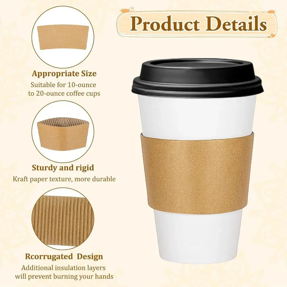 [NEW] 100-PACK COFFEE CUP SLEEVES - READY-TO-USE ! (100/CASE)